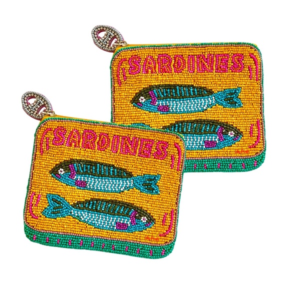 Beaded Sardine Bag, Sardines in Tin Can Coin Pouch, Lily Posh - Picture 2 of 3
